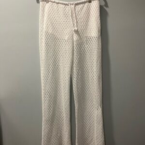 White Crochet Knit Pants